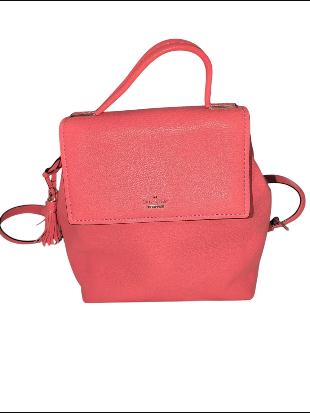 NWOT Kate Spade Coral Pink Leather Top-Handle Backpack